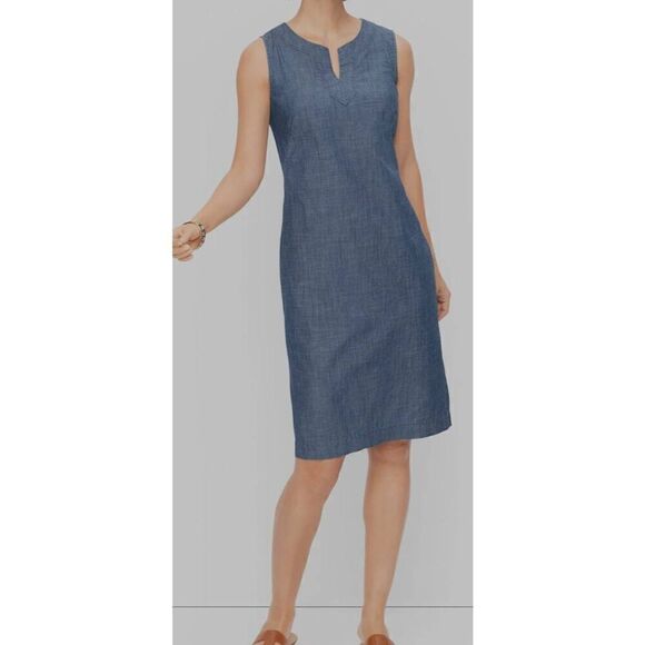Talbots 12 SLUB DENIM SHIFT DRESS (P) - Picture 1 of 6